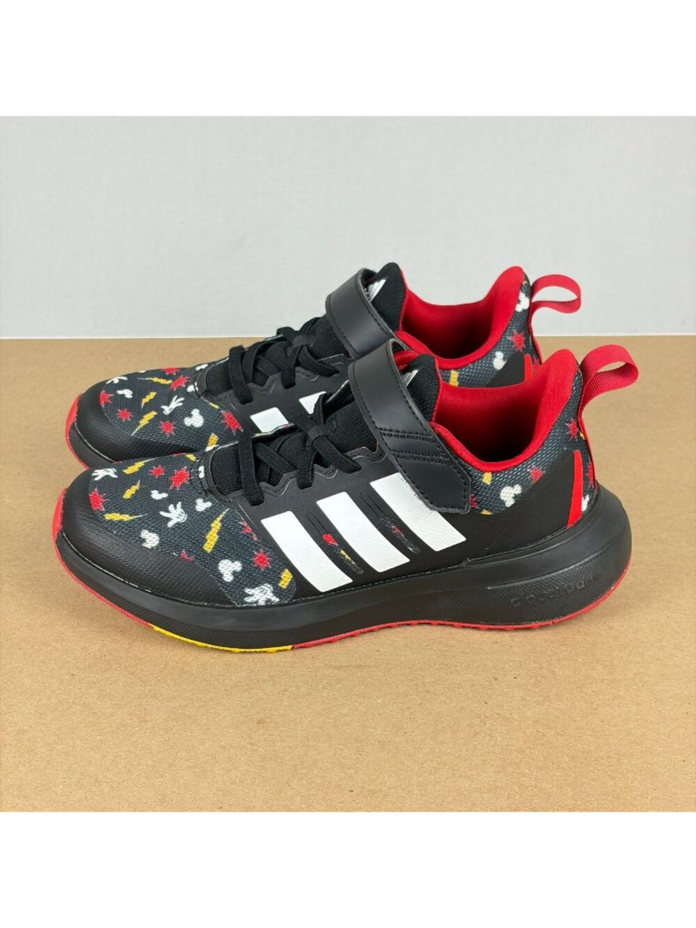 Adidas Fortarun 2.0 Disney Mickey Mouse Athletic Shoes Boys 3 Black Red Yellow